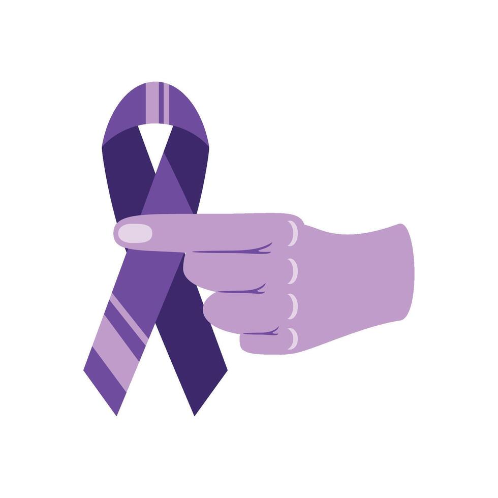 epilepsy day hand purple ribbon illustration vector