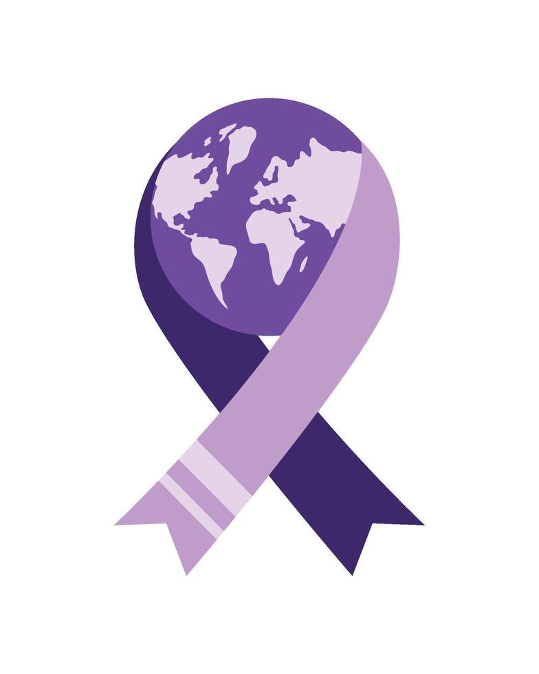 epilepsy day purple ribbon world illustration vector