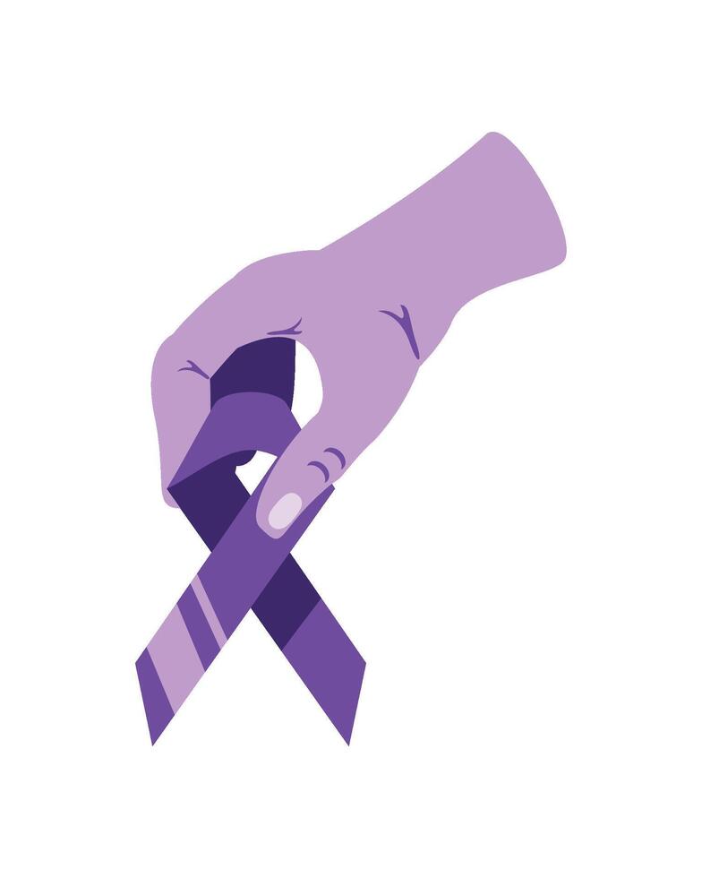 epilepsy day hand holds ribbon illustration vector