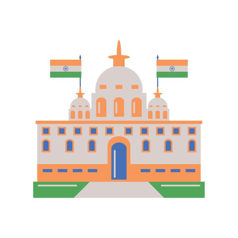 republic day india landmark building illustration vector