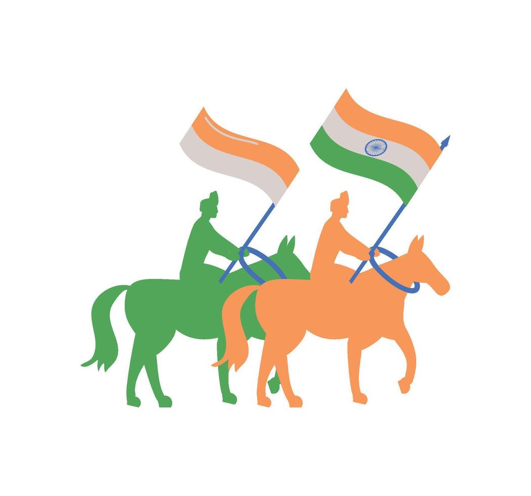 republic day india soldiers with flag illustration vector