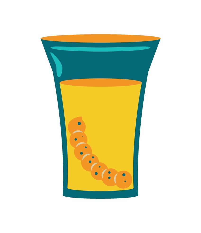 mexico mezcal with worm illustration vector