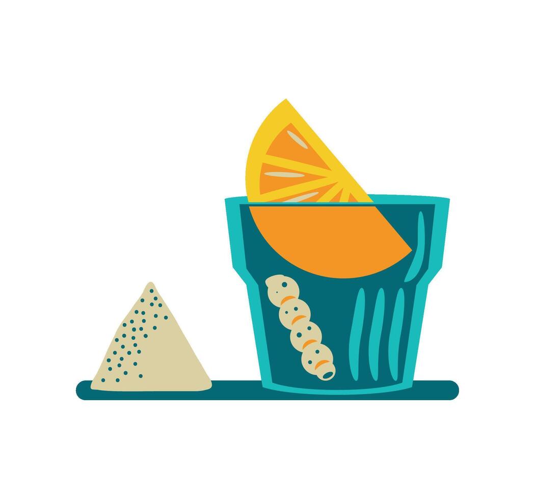 mexico mezcal with salt illustration vector