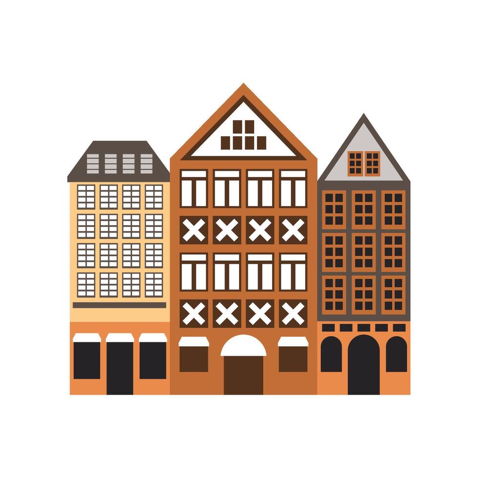 germany romer frankfurt architecture illustration vector