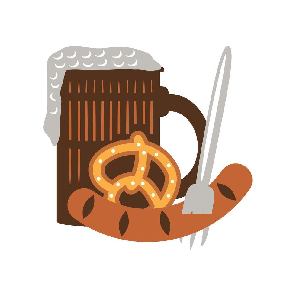 germany oktoberfest drink and food illustration isolated vector