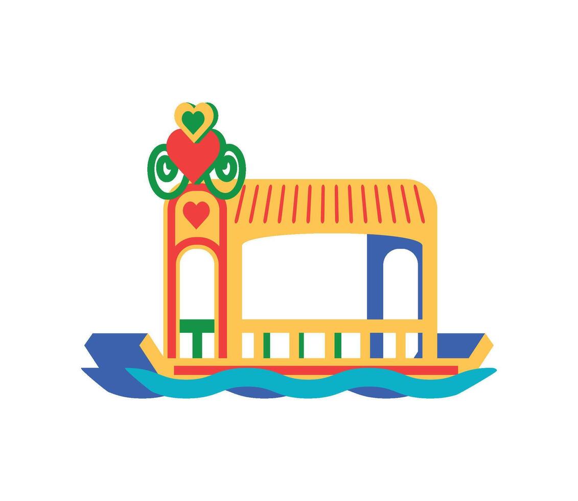 mexico trajinera travel illustration isolated vector