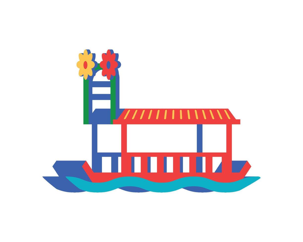 mexico trajinera in lake illustration vector