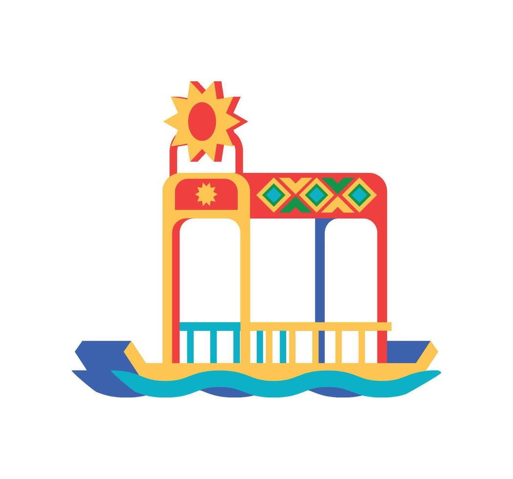 mexico trajinera adventure illustration isolated vector