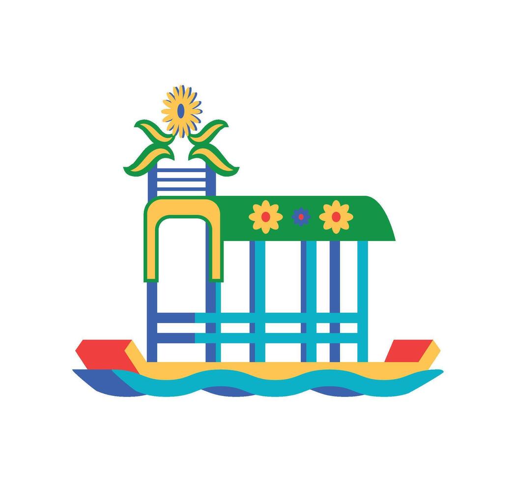 mexico trajinera traditional illustration isolated vector