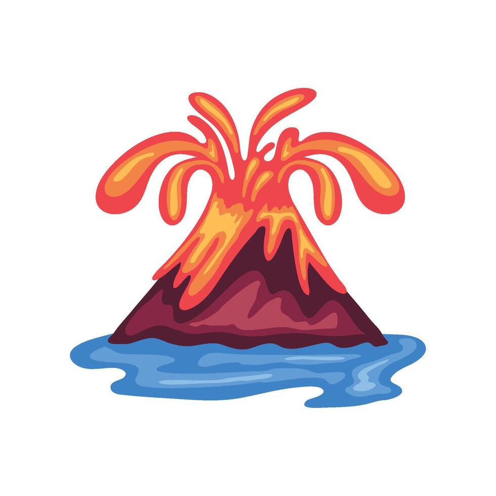 volcano with lava illustration isolated vector