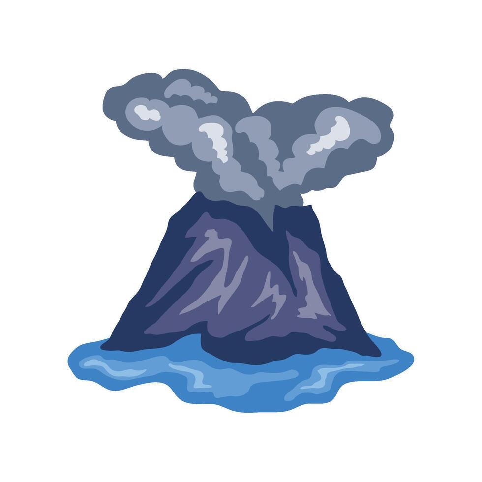 volcano with smoke drawing isolated design vector