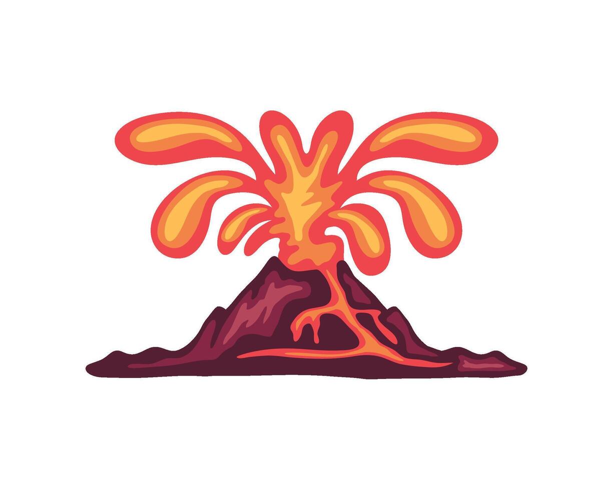 volcano lava coming out isolated design vector