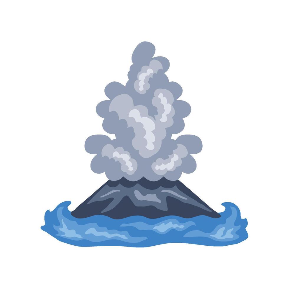volcano smoke active illustration isolated vector