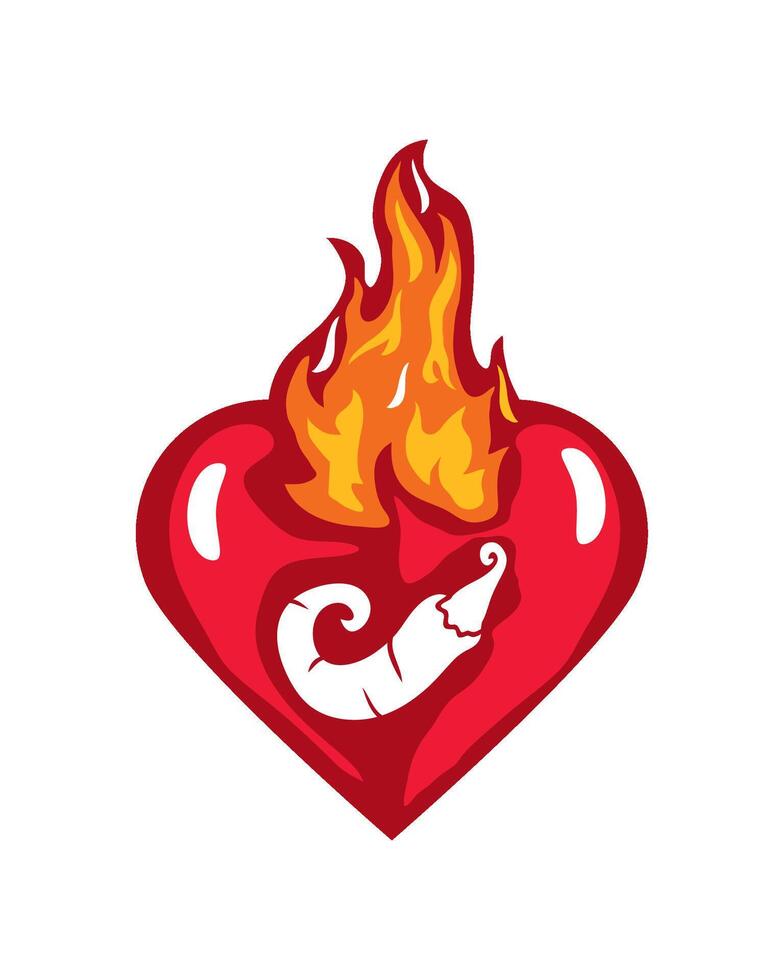international hot and spicy food day heart illustration vector