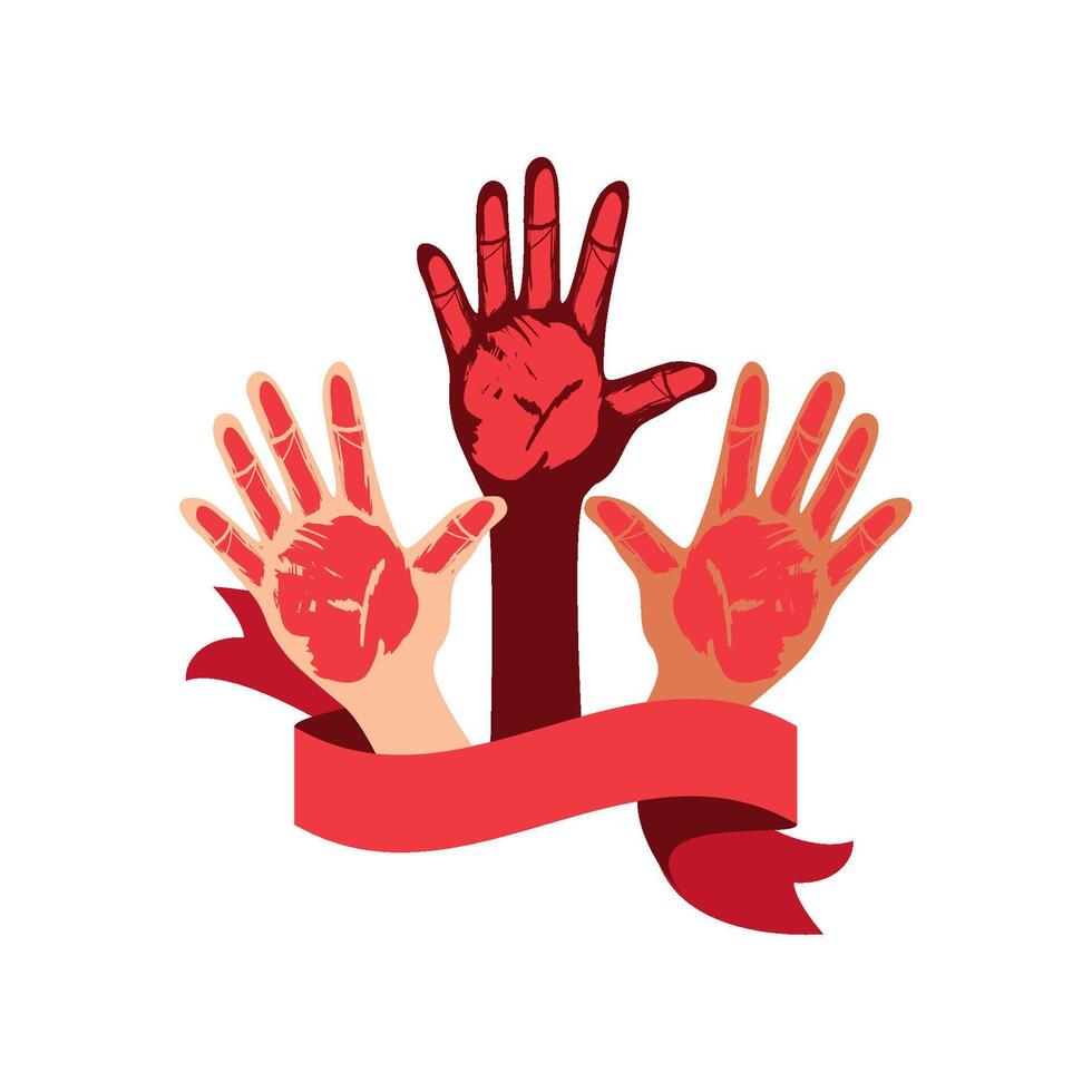 red hand day compassion illustration isolated vector