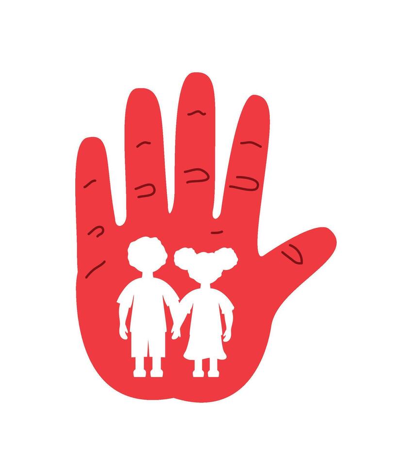 red hand day awareness illustration isolated vector