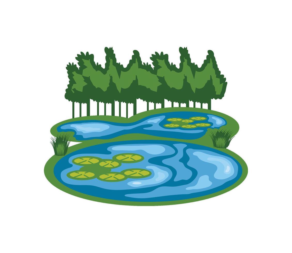 wetland and trees illustration isolated vector