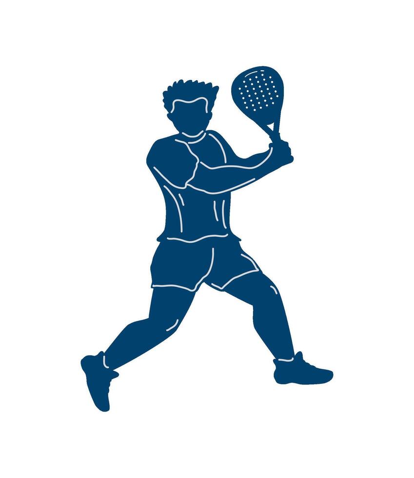 padel tennis boy playing illustration isolated vector