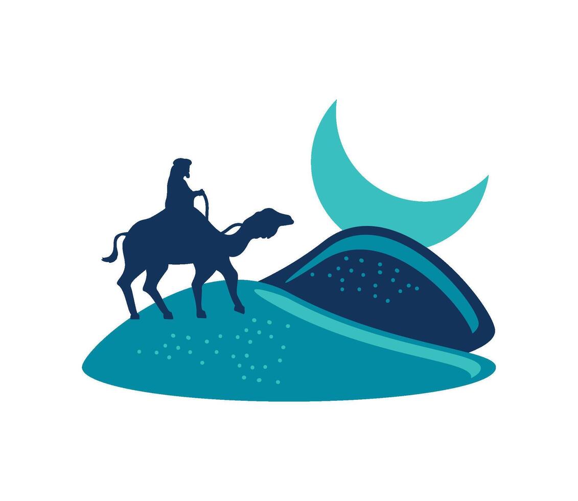 isra miraj journey muhammad illustration isolated vector