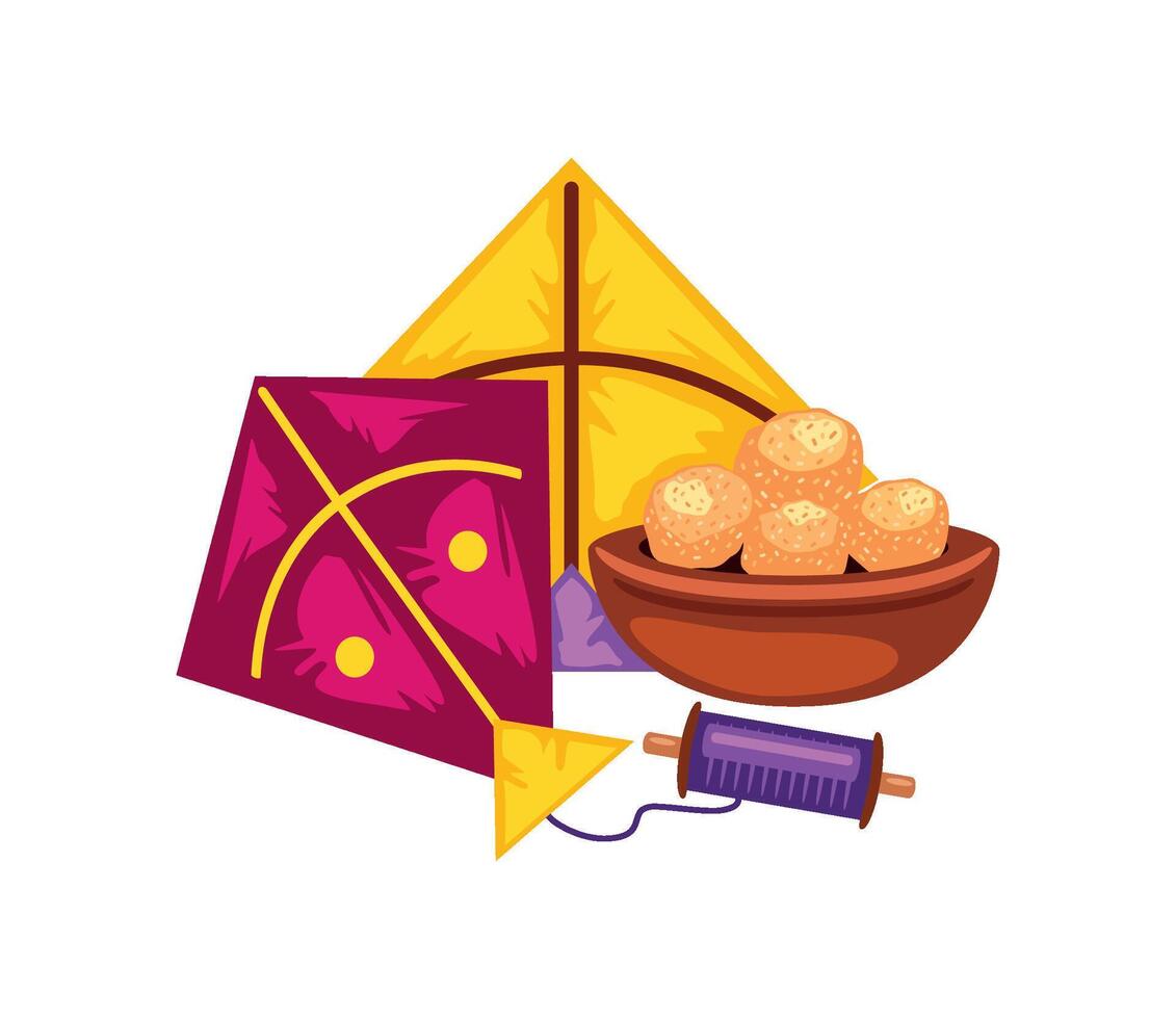 makar sankranti traditional illustration isolated vector