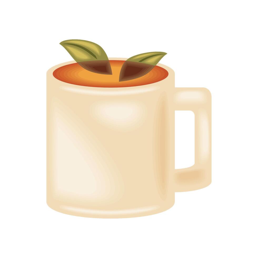 tea day mug and leaf isolated design vector