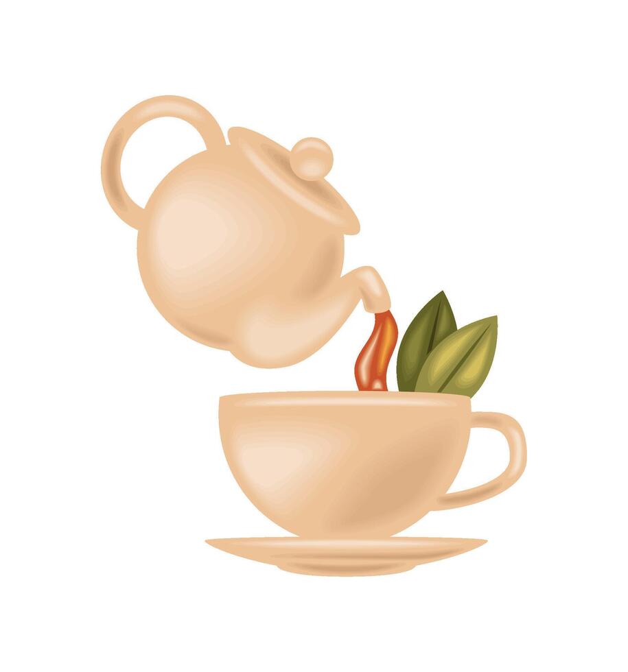 tea day kettle and cup isolated design vector