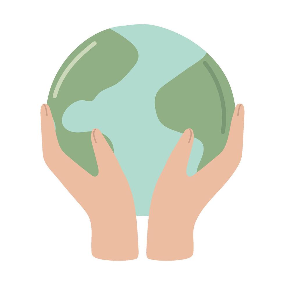 hands and eco planet icon isolated vector