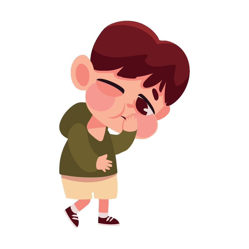 kid sick character icon isolated vector