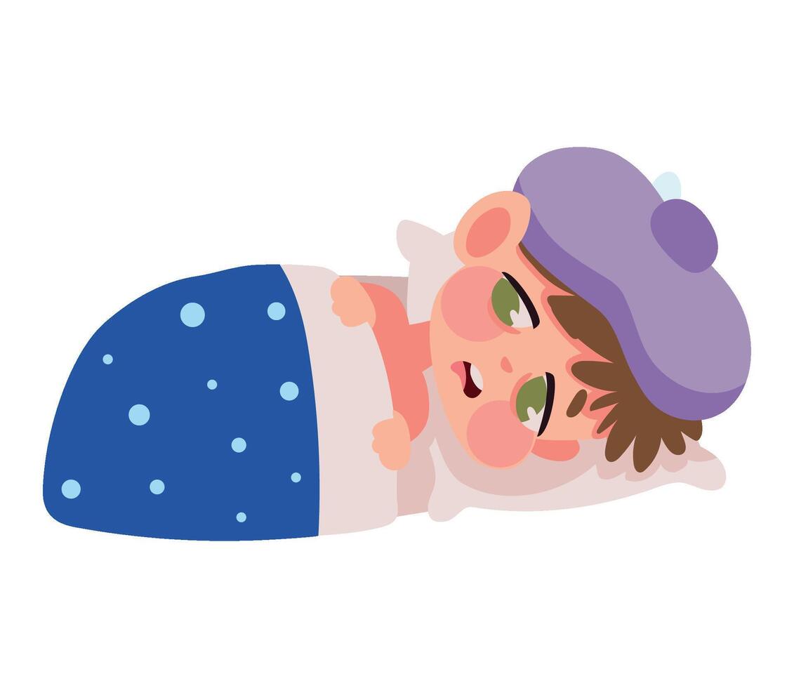 kid sick resting icon isolated vector