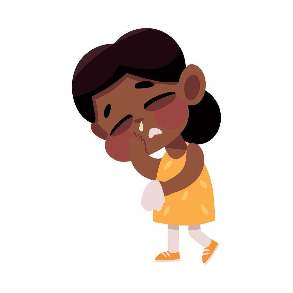 kid sick with tissue icon isolated vector