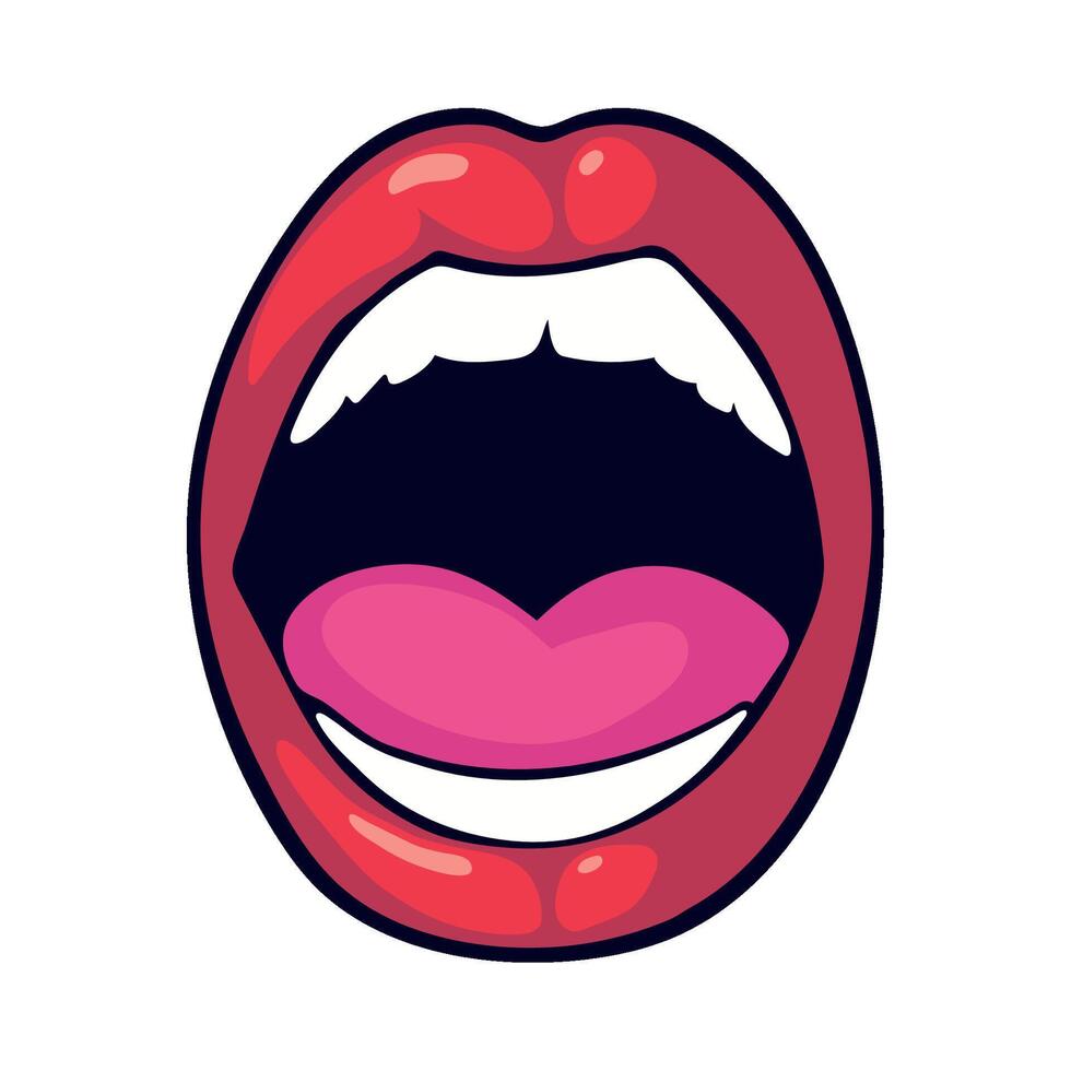 mouth pop art female icon isolated vector