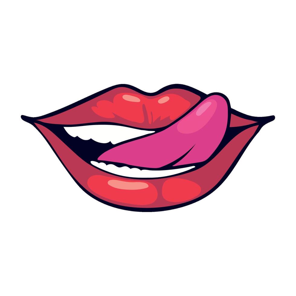 mouth pop art and tongue icon isolated vector