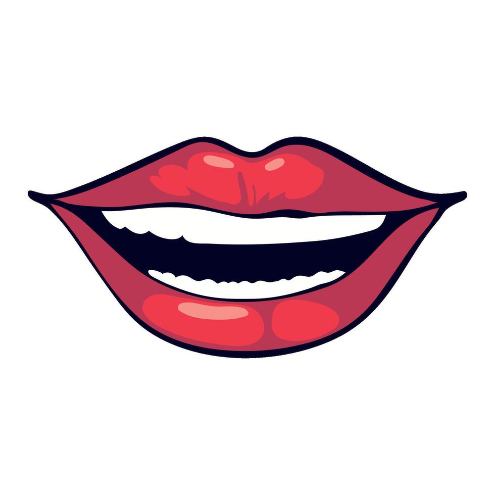 mouth pop art happy icon isolated vector