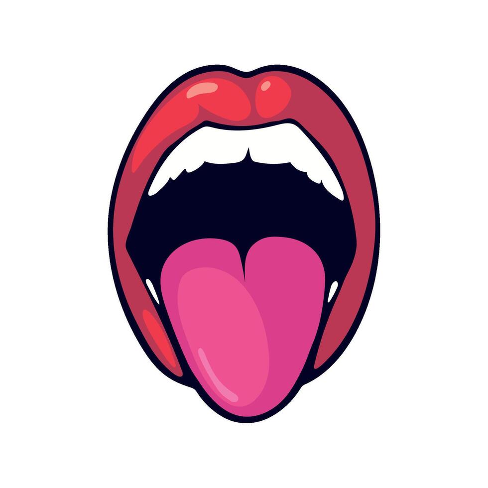 mouth pop art tongue out icon isolated vector