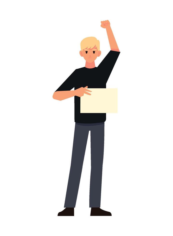 activist man with placard isolated icon vector