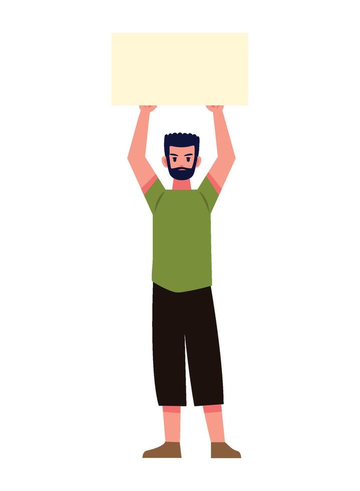 activist beard man with banner isolated icon vector