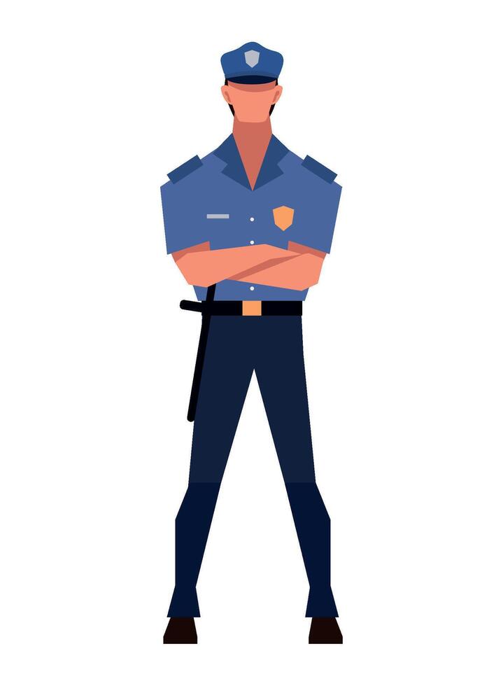 police standing with folded arms illustration isolated vector
