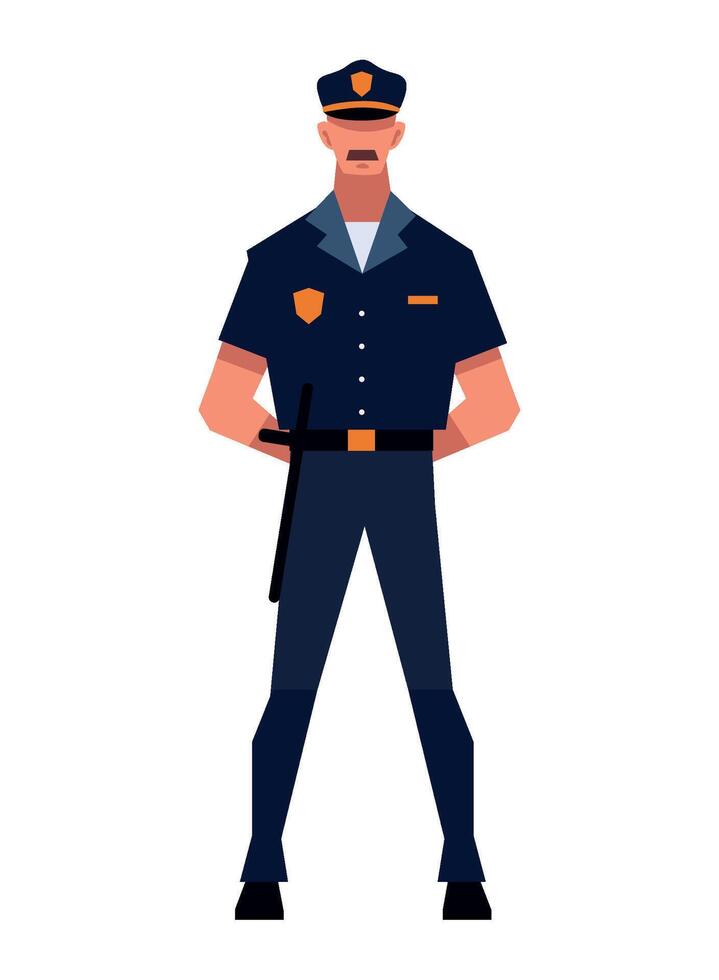 police standing security isolated illustration vector