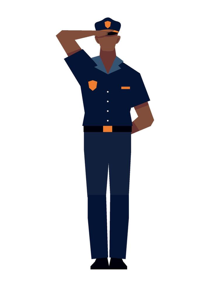 police standing male character isolated illustration vector
