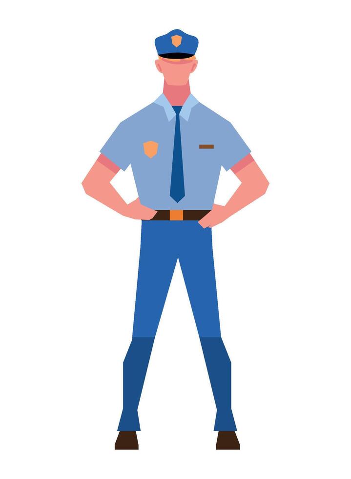 police standing in uniform illustration isolated vector