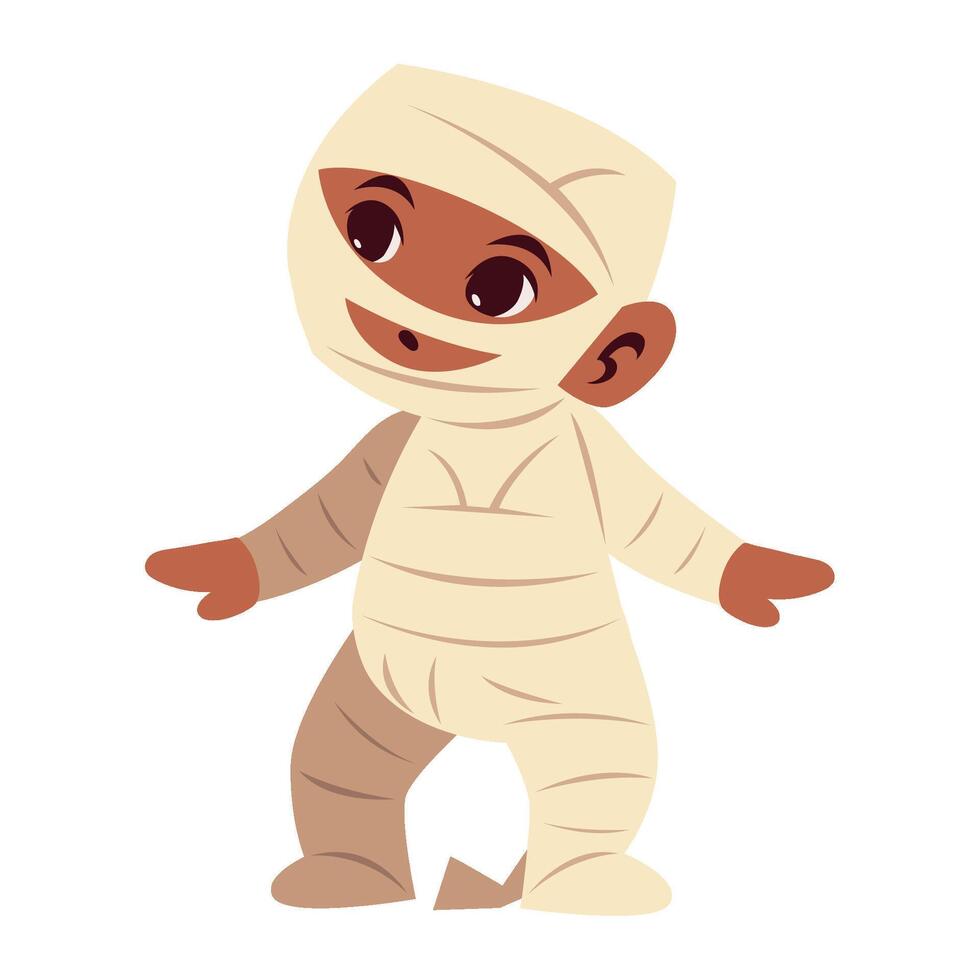 halloween kid disguised costume mummy isolated vector