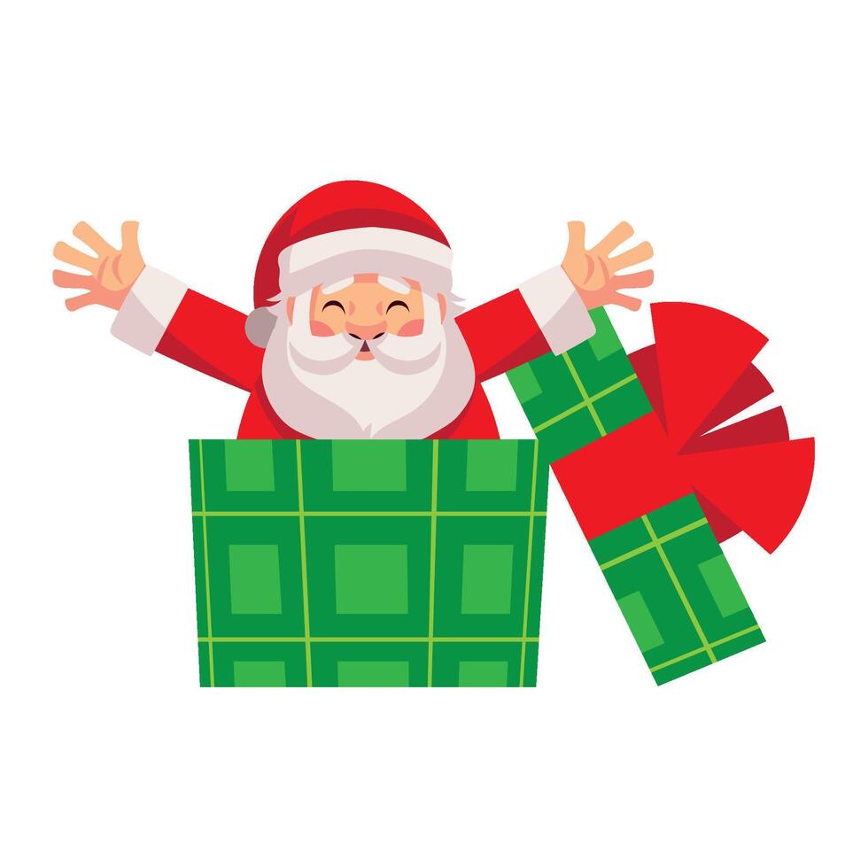santa claus in the gift illustration isolated vector