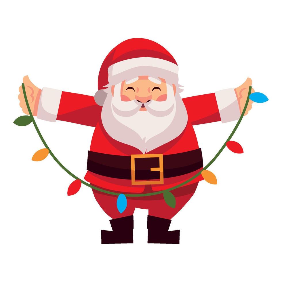 santa claus with christmas lights illustration isolated vector