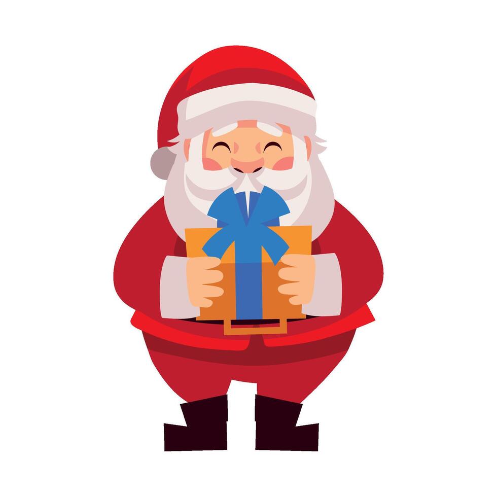 santa claus with gift illustration isolated vector