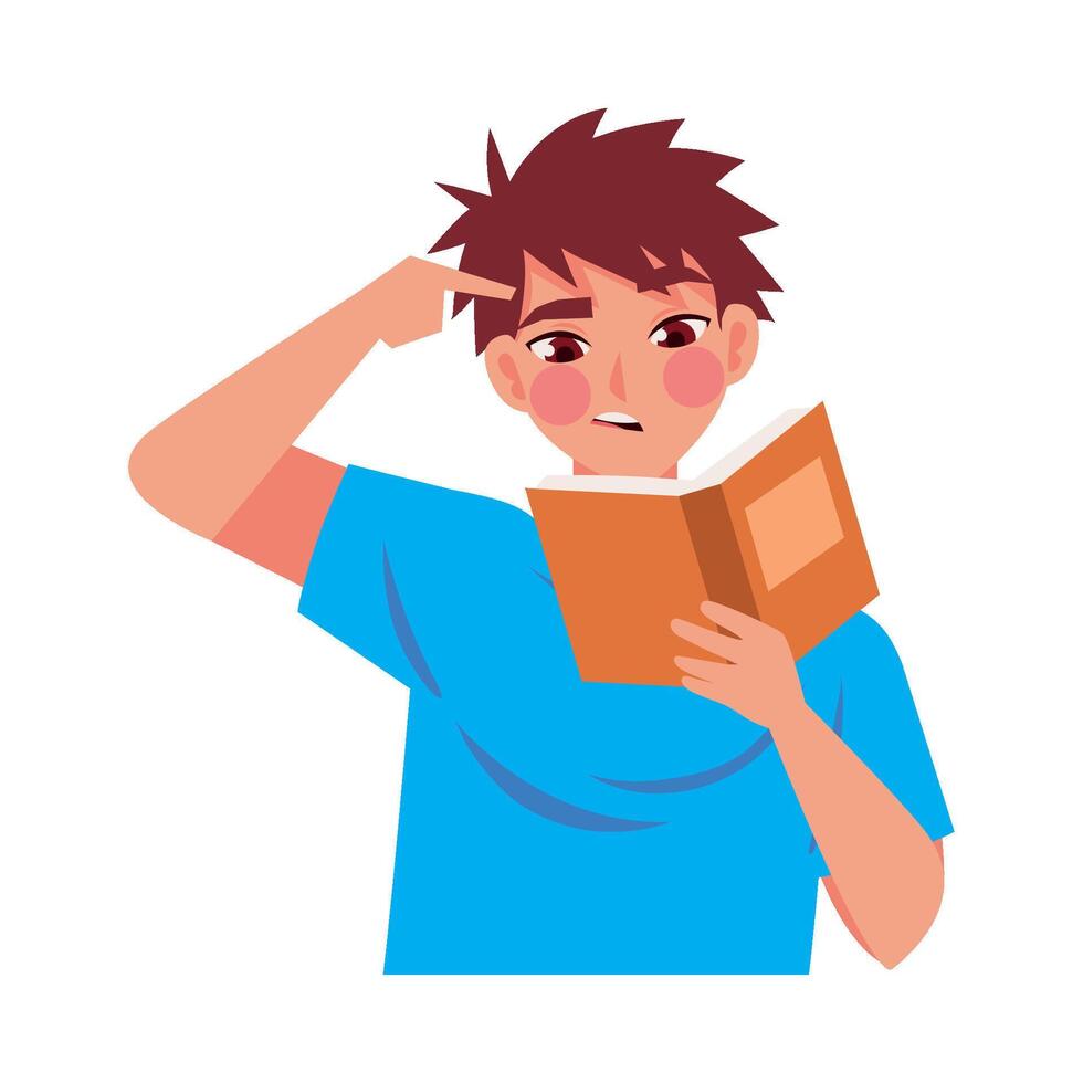 man studying lesson illustration isolated vector