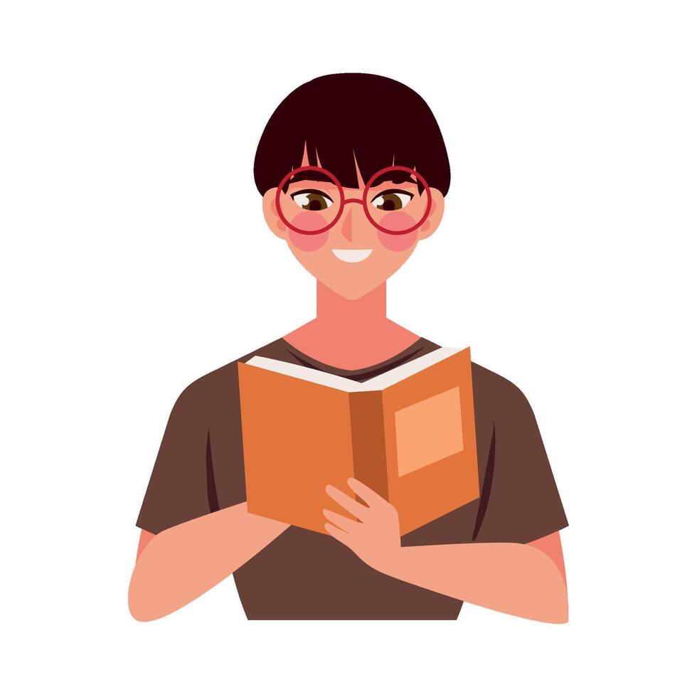 man studying lesson illustration isolated vector