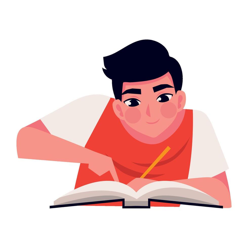 man writing in a paper illustration isolated vector