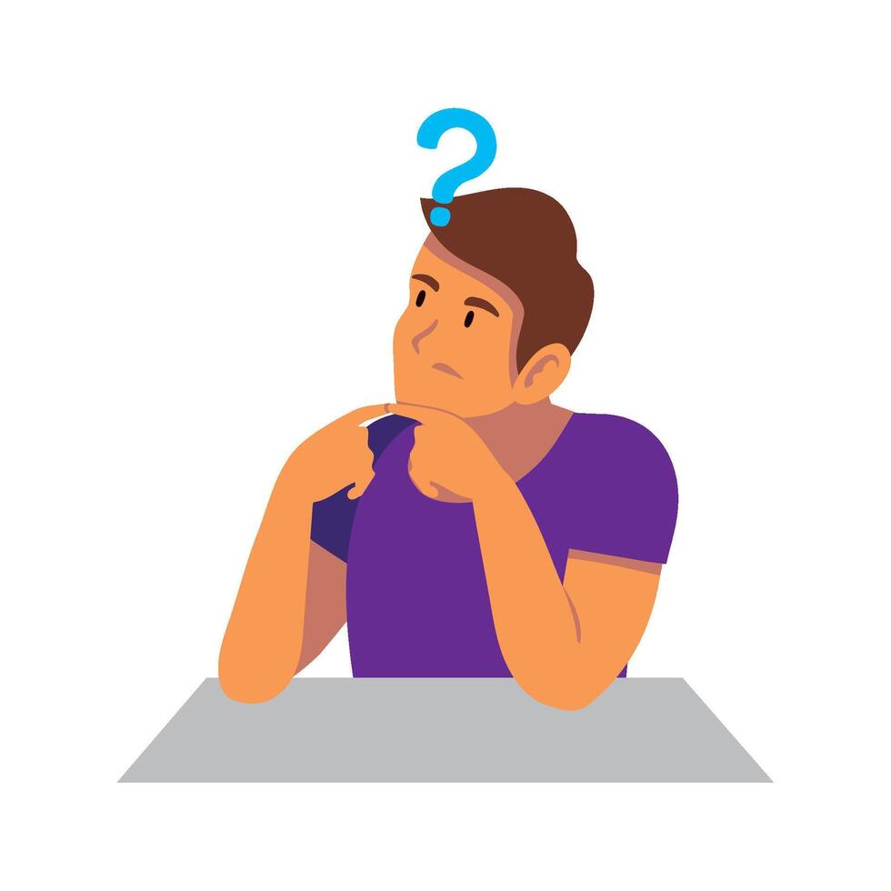 man thinking confused illustration isolated vector