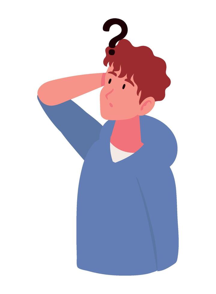 man thinking character illustration isolated vector