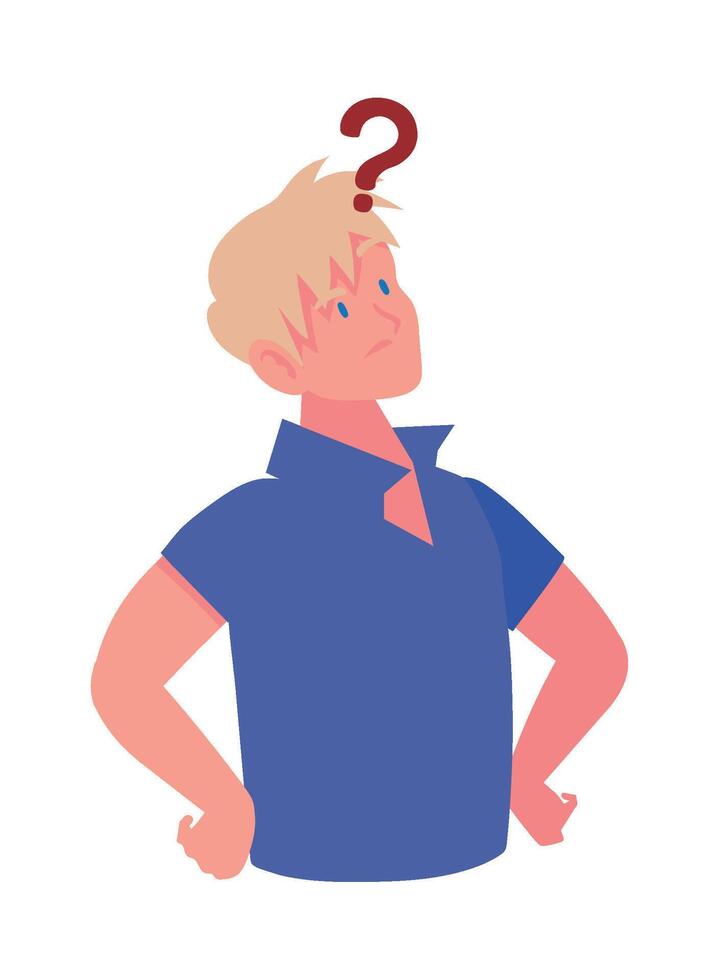 man thinking standing illustration isolated vector
